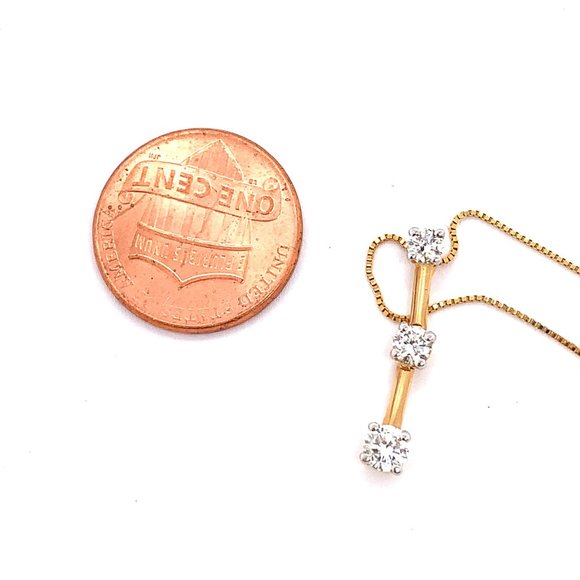 3 Diamond Journey Pendant 14K Yellow Gold Necklace (0.33CTW) - Picture 3 of 3